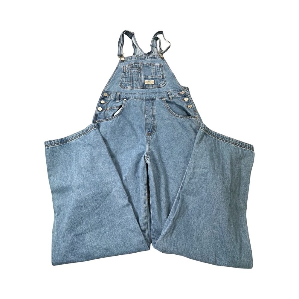 Lana Roux Overalls Womens M 32x29 Blue Denim Cargo Wide Leg Streetwear Aesthetic